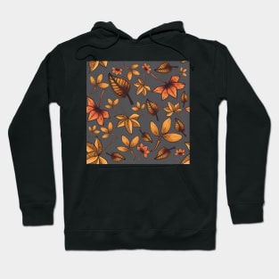 Autumn Leaves Pattern Design Gray Background Hoodie